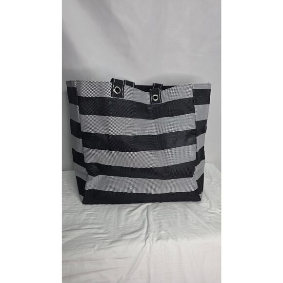 Scout Black Gray Striped Bucket List Large Open Top Shoulder  Tote Bag & Pouch - Picture 11 of 16